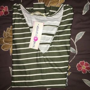 Olive strip long sleeve shirt